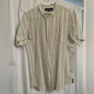 Men's Striped Short Sleeve Shirt - Cream